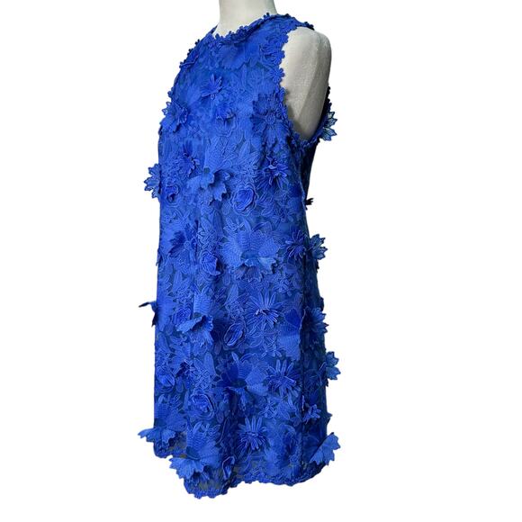 ERI + ALI Womens Small Royal Blue Sleeveless Embroidered Daisy Lace Shift Dress - Picture 5 of 10